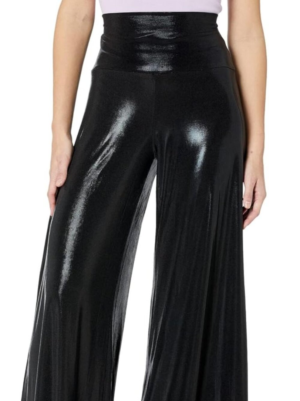 Norma Kamali Black Lame Elephant Pants - Size LG